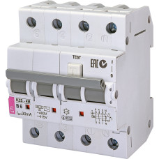 Диференційний автомат ETI KZS-4M 3p+N B 6A 6kA 30mA (тип AC) 2174001