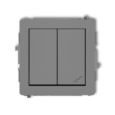 2-клавішний вимикач однополюсний + прохідний Karlik Deco сірий матовий 27DWP-10.1 (загальне живлення)
