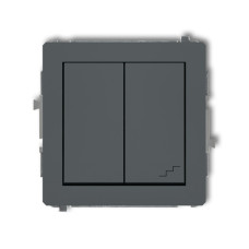 2-клавішний вимикач однополюсний + прохідний Karlik Deco графітовий матовий 28DWP-10.1 (загальне живлення)