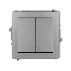 2-клавішний вимикач самозатискний Karlik Deco сріблястий металлік 7DWP-44.2 (роздільне живлення)