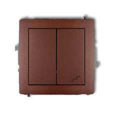 2-клавішний вимикач однополюсний + прохідний Karlik Deco коричневий металлік 9DWP-10.1 (загальне живлення)