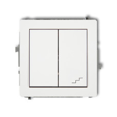 2-клавішний вимикач однополюсний + прохідний Karlik Deco білий DWP-10.2 (роздільне живлення)
