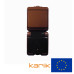 Розетка + вимикач Karlik Junior із заземленням та прозорою кришкою, мікс вертикальний коричневий 4WGHP-1sd