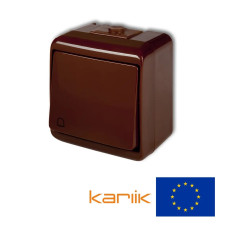 Вимикач кнопка "дзвінок" IP54 Karlik JUNIOR 4WHE-4 коричневий зовнішній вологозахищений 10А 250В
