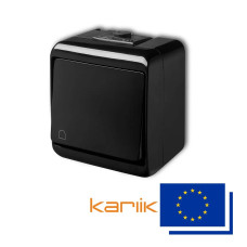 Вимикач кнопка "дзвінок" IP54 Karlik JUNIOR 12WHE-4 чорний зовнішній вологозахищений 10А 250В