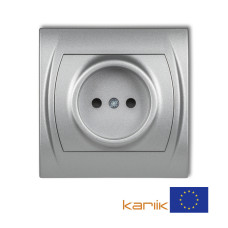 Розетка без заземлення Karlik Logo "сріблястий металік" 7LGP-1p (зі шторками)