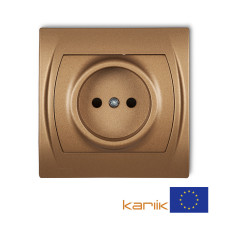 Розетка без заземлення Karlik Logo "золотистий металік" 8LGP-1p (зі шторками)