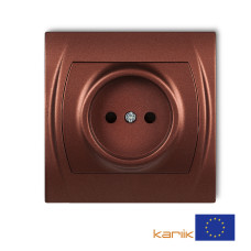 Розетка без заземлення Karlik Logo "коричневий металік" 9LGP-1p (зі шторками)