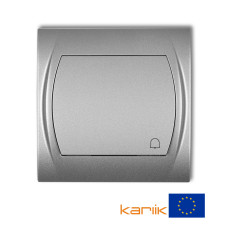 Вимикач кнопковий самозатискний "дзвінок" Karlik Logo сріблястий металлік 7LWP-4L з підсвіткою 