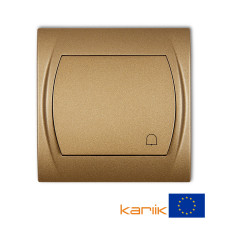 Вимикач кнопковий самозатискний "дзвінок" Karlik Logo золотистий металлік 8LWP-4 