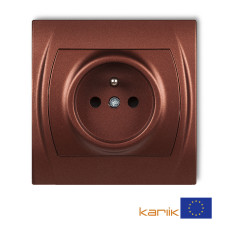 Розетка із заземленням Karlik Logo "коричневий металлік" 9LGP-1zp (із шторками)
