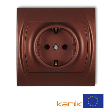 Розетка із заземленням Karlik Logo "коричневий металлік" 9LGP-1sp (із шторками)