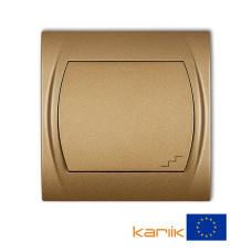1-клавішний вимикач прохідний Karlik Logo золотистий металлік 8LWP-3L з підсвіткою