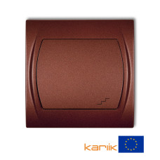 1-клавішний вимикач прохідний Karlik Logo коричневий металлік 9LWP-3L з підсвіткою