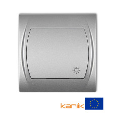 Вимикач кнопковий самозатискний "світло" Karlik Logo сріблястий металлік 7LWP-5L з підсвіткою