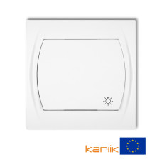 Вимикач кнопковий самозатискний "світло" Karlik Logo білий LWP-5L з підсвіткою
