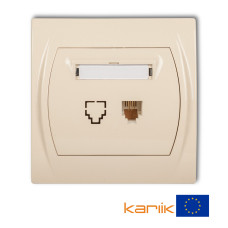 Розетка телефонна одинарна Karlik Logo 1XRJ11, 4-контактна бежева 1LGT-1 