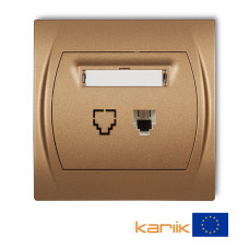 Розетка телефонна одинарна Karlik Logo 1XRJ11, 4-контактна "золотистий металлік" 8LGT-1 
