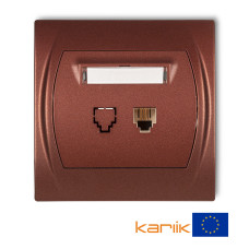 Розетка телефонна одинарна Karlik Logo 1XRJ11, 4-контактна "коричневий металлік" 9LGT-1 