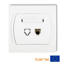 Розетка телефонна одинарна Karlik Logo 1XRJ11, 4-контактна біла LGT-1 