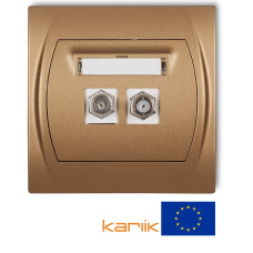 Подвійна TV-розетка Karlik Logo F(SAT) "золотистий металлік" 8LGF-2 нікельована