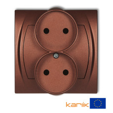 Розетка без заземлення Karlik Logo "коричневий металлік" 9LGPR-2p (із шторками)