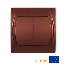Вимикач 2-клавішний самозатискний Karlik Logo коричневий металлік 9LWP-44.1 (загальне живлення)