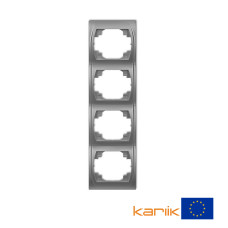 Рамка четверна вертикальна Karlik Logo "сріблястий металлік" 7LRV-4
