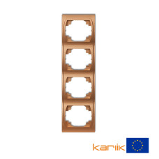 Рамка четверна вертикальна Karlik Logo "золотистий металлік" 8LRV-4