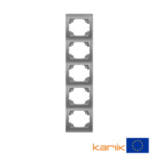 Рамка п'ятірна вертикальна Karlik Logo "сріблястий металлік" 7LRV-5
