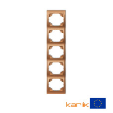 Рамка п'ятірна вертикальна Karlik Logo "золотистий металлік" 8LRV-5