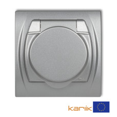 Розетка вологозахисна із заземленням Karlik Logo "сріблястий металлік" 7LGPB-1sp