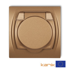 Розетка вологозахисна із заземленням Karlik Logo "золотистий металлік" 8LGPB-1sp