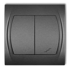 2-клавішний вимикач однополюсний + прохідний Karlik Logo графітовий 11LWP-10L.1 з підсвіткою (загальне живлення)