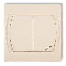 2-клавішний вимикач однополюсний + прохідний Karlik Logo бежевий 1LWP-10.1 (загальне живлення)