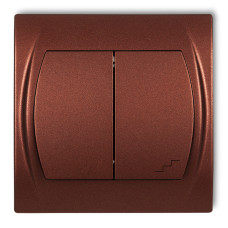 2-клавішний вимикач однополюсний + прохідний Karlik Logo коричневий металлік 9LWP-10L.1 з підсвіткою (загальне живлення)