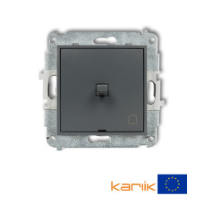 Вимикач кнопковий самозатискний "дзвінок" Karlik Mini графітовий матовий 28MWPUS-4