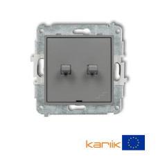 2-клавішний вимикач однополюсний + прохідний Karlik Mini сірий матовий 27MWPUS-10.1 (загальне живлення)