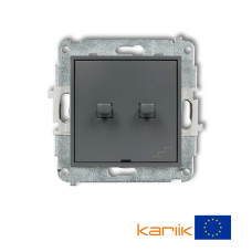 2-клавішний вимикач однополюсний + прохідний Karlik Mini графітовий матовий 28MWPUS-10.1 (загальне живлення)