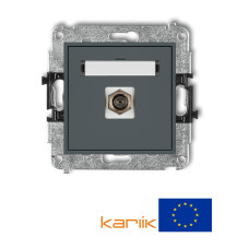 Одинарна TV-розетка Karlik Mini F(SAT) графітова матова 28MGF-1 нікельована
