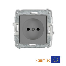 Розетка без заземлення Karlik Mini сіра матова 27MGP-1p (із шторками)