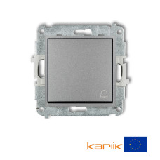 Вимикач кнопковий самозатискний "дзвінок" Karlik Mini сріблястий металлік 7MWP-4 