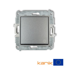 Вимикач кнопковий самозатискний "світло" Karlik Mini сріблястий металлік 7MWP-5